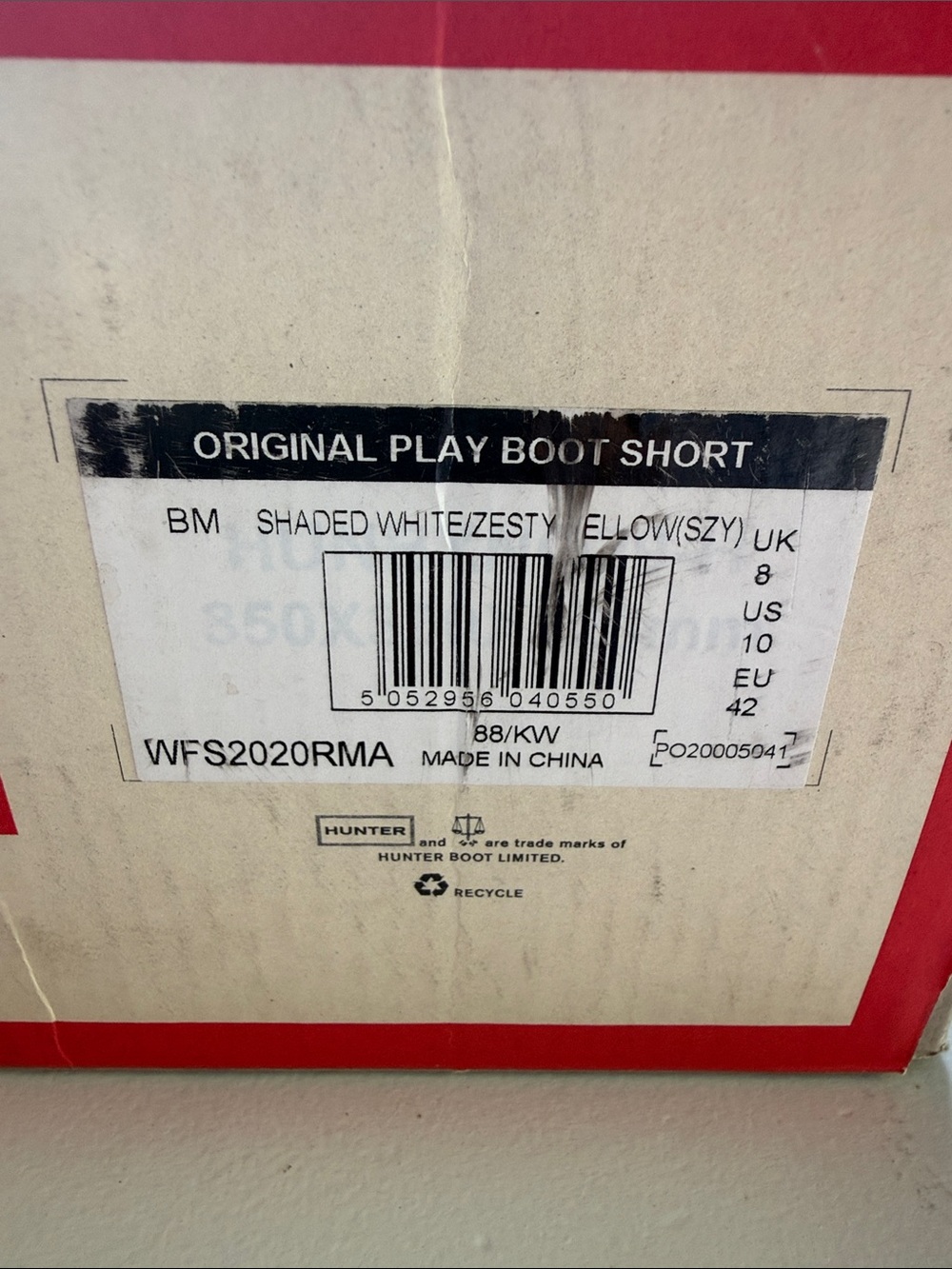 Hunter Original Play Short Rain Boots White Yellow Women’s Size 10 - Picture 12 of 12